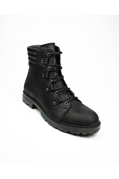 Voyager 6417 Μαύρες δερμάτινες ανδρικές μπότες Nubuck