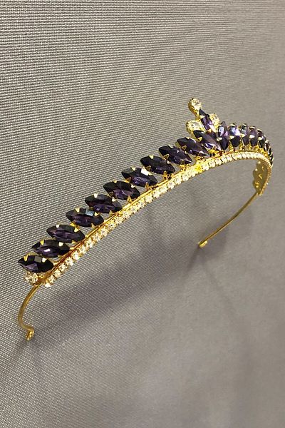 Hobigram Lara Plum Bridal și Henna Crown pentru cele mai frumoase mirese – Coroană, Crystal Stone, Model elegant, Coroană de mireasă – Coroană