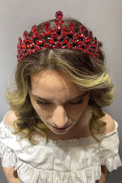 Hobigram Coroana de mireasa Henna model Red Beety pentru cele mai frumoase mirese – Coroana, piatra de cristal, model elegant, coroana de mireasa