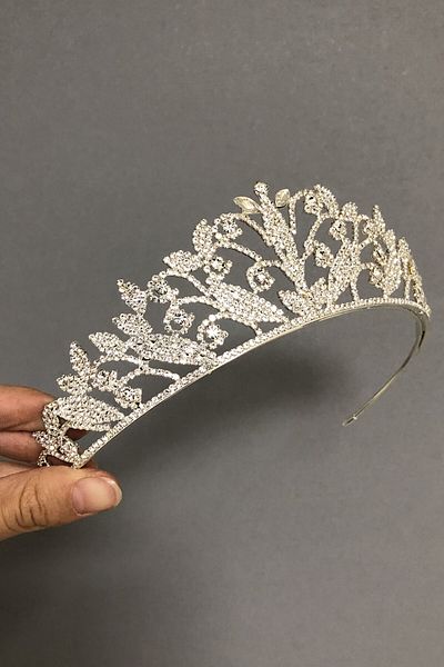 Hobigram Coroana de mireasa model Lenin de culoare argintie pentru cele mai frumoase mirese – Coroana, cu piatra de cristal, model elegant, coroana de mireasa –