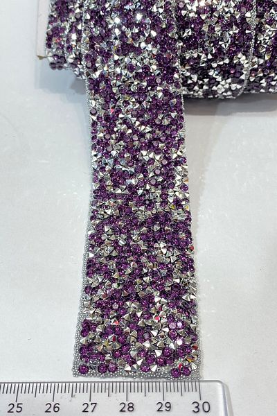 Hobigram Decorative Strip Purple Iron-On Stone Strip – Decorative Strip, Stylish Design, Women's Accessory