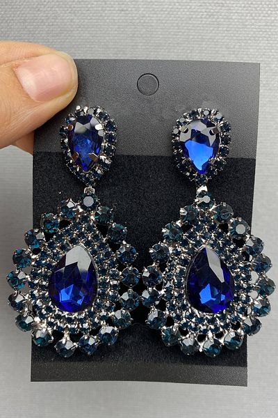 Hobigram Coroană și cercei de mireasă Henna bleumarin pentru cele mai frumoase mirese – Coroană, piatră de cristal, model elegant, coroană de mireasă –