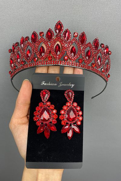 Hobigram Set de coroană și cercei de mireasă model Elis pentru cele mai frumoase mirese – Coroană, piatră de cristal, model elegant – Coroană – T