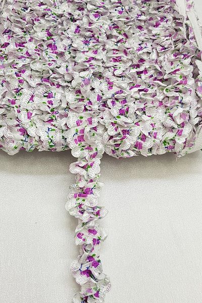 Hobigram Διακοσμητική κορδέλα Plum Color Elastic Chiffon Pattern Ruffle – Διακοσμητική κορδέλα, Κομψό Σχέδιο – Dekorati