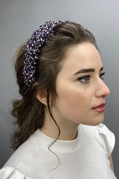 Hobigram Henna și coroană de mireasă cu cristal Pollux violet închis pentru cele mai frumoase mirese – coroană, cristal, model elegant