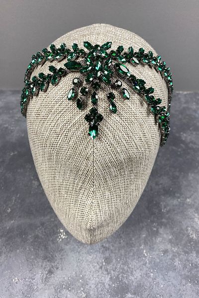 Hobigram Green Sultan Headband Bridal Henna Crown Hair Accessory for the Most Beautiful Brides – Crown, Crystal Stone – Crown –
