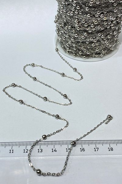 Hobigram Beads Assortment Silver Color Metal Bulk Necklace Chain 1 Mt – Beads, Stylish Design, Women's Accessory –