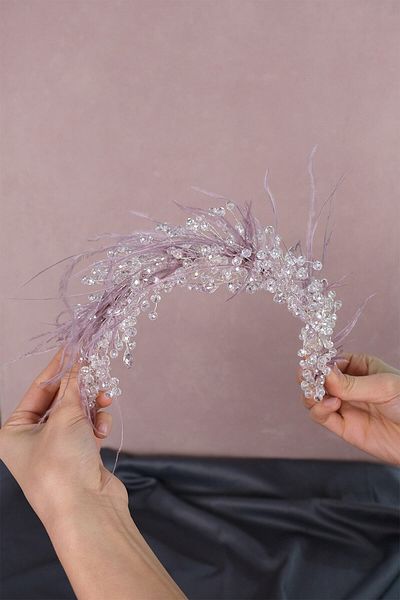 Hobigram Capella Feathered Crystal Accesoriu pentru păr și turban de mireasă pentru cele mai frumoase mirese – Coroană, Crystal Stone – Crown