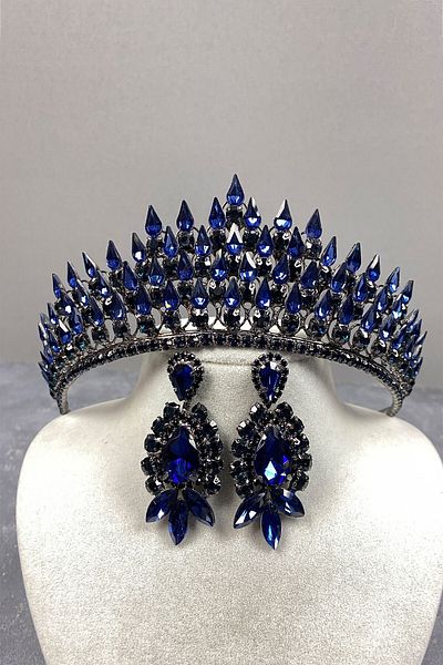Hobigram Set de cercei de mireasă tridimensional cu henna și rochie de seară pentru cele mai frumoase mirese – coroană, cu piatră de cristal