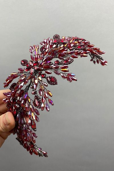 Hobigram Coroană cu margele pentru cele mai frumoase mirese – Coroană, piatră de cristal, model elegant, coroană de mireasă, accesoriu de păr – Coroană –