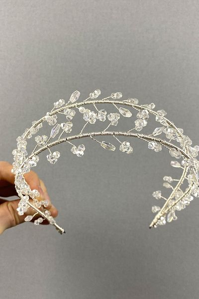 Hobigram Coroana de mireasa Henna cu margele de cristal Leva cu doua rânduri transparente pentru cele mai frumoase mirese – Coroana, cu pietre de cristal –