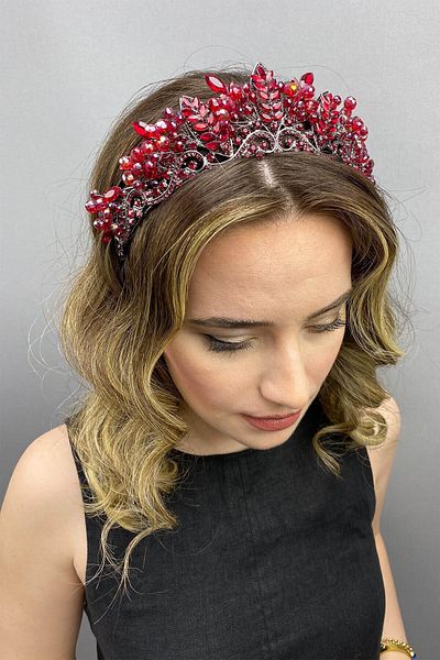 Hobigram Coroana de mireasa Reyna Model Henna pentru cei mai frumoși mireși - Coroană, cu pietre de cristal, model elegant - Coroană -