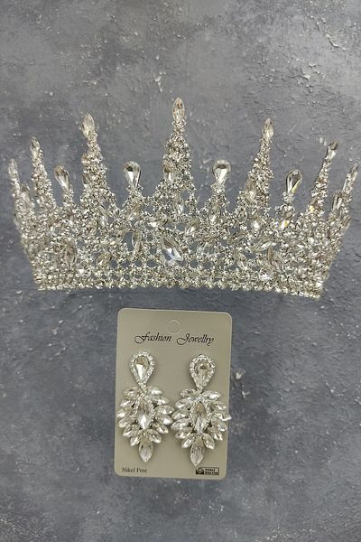Hobigram Model Gatria Coroana de mireasa si cercei cu piatra pentru cele mai frumoase mirese – Coroana, piatra de cristal, model elegant – Ta