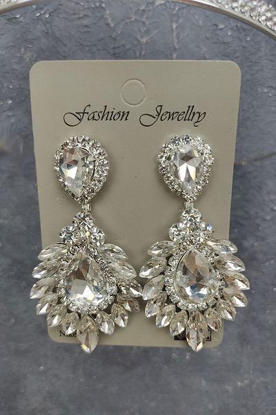 Hobigram Coroana de mireasa model Leaf si cercei cu piatra Drop Shuttle pentru cele mai frumoase mirese - Coroana, Crystal Stone, Moda eleganta