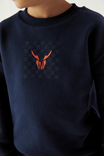 Nebbati Boy's Navy Blue Sweatshirt 23FW0NB3419