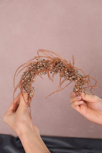Hobigram Capella Feathered Crystal Accesoriu pentru păr și turban de mireasă pentru cele mai frumoase mirese – Coroană, Crystal Stone – Crown