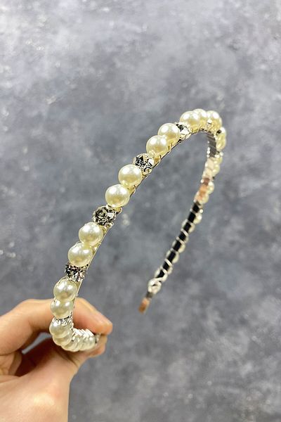 Hobigram Accesoriu de păr Tiara de mireasă cu mărgele de perle și cristal strălucitor pentru cele mai frumoase mirese – Coroană, cu pietre de cristal –