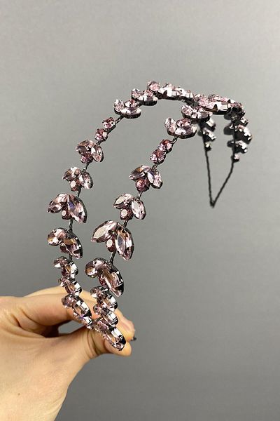 Hobigram Double Row Alpha Bridal Hair Accessory for the Most Beautiful Brides – Crown, Crystal Stone, Stylish Model, Bridal Crown