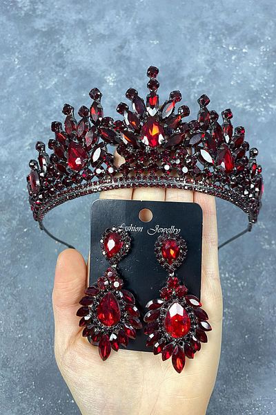 Hobigram Set de coroană de mireasă și cercei cu piatră Rio Stone pentru cele mai frumoase mirese – Coroană, Crystal Stone –