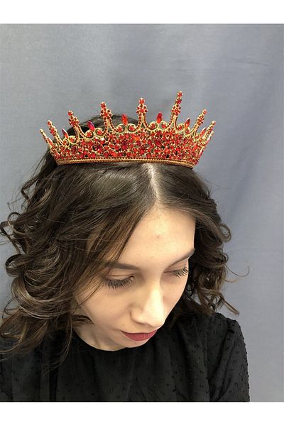 Hobigram Modelul de tendință Coroana roșie de mireasă și henna pentru cele mai frumoase mirese – Coroană, piatră de cristal, model elegant – Coroană – T