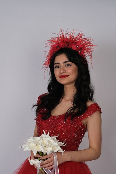 Hobigram Coroana de mireasa Henna cu design cu pene cu ortamale si piatra pentru cei mai frumoși mireși – Coroană, cu piatră de cristal, model elegant –