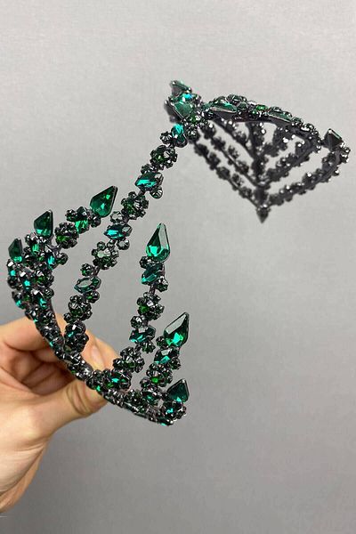 Hobigram Accesoriu de păr Helen pe două fețe Tiara de mireasă pentru cele mai frumoase mirese – Coroană, piatră de cristal, model elegant – Ta