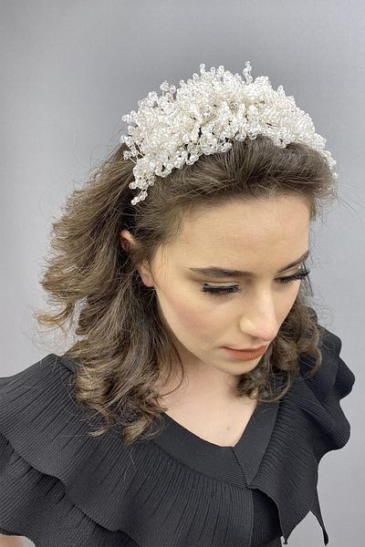 Hobigram Coroana de mireasa si Henna cu piatra de cristal alb Bellatrix pentru cele mai frumoase mirese - Coroana, cu piatra de cristal, model elegant