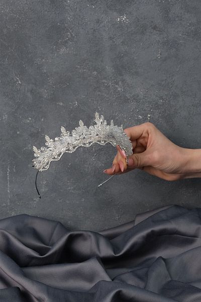 Hobigram Miez de mărgele de migdale Tiara de mireasă pentru cele mai frumoase mirese – Coroană, piatră de cristal, model elegant, tiara de mireasă – Ta