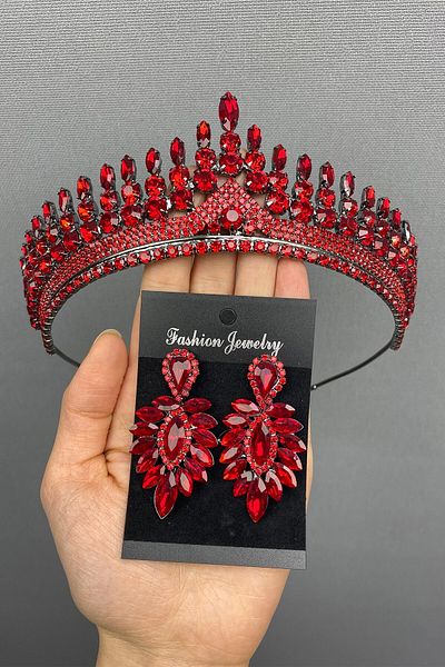 Hobigram Coroană și cercei Anteras Bridal Henna pentru cele mai frumoase mirese – Coroană, piatră de cristal, model elegant, coroană de mireasă – coroană