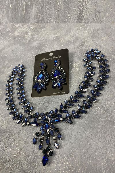 Hobigram Cele mai frumoase mirese bleumarin Sultan Model Frontlet Mireasa Henna Accesoriu pentru par și set de cercei – Coroană – Tiara