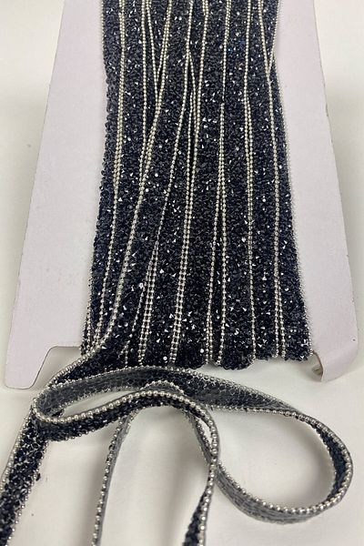 Hobigram Decorative Strip Black Iron-On Stone Thin Chain Strip Sconce Price Is for 1 Meter – Decorative