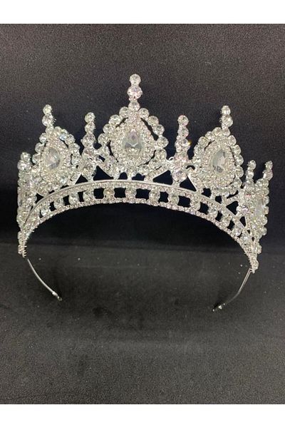 Hobigram Coroana de mireasa cu cristale albe argintii pentru cei mai frumoși mireși – Coroană, cu pietre de cristal, model elegant, coroană de mireasă