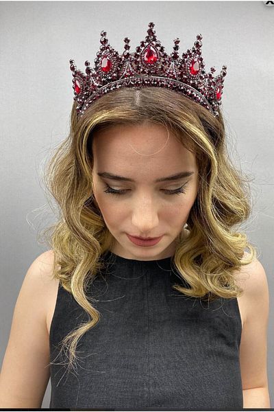 Hobigram Coroana de mireasa cu piatra de cristal pentru cei mai frumoși mirese rosie – coroana, piatra de cristal, model elegant, coroana de mireasa – T