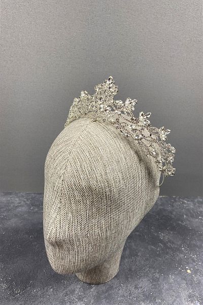Hobigram Coroana de mireasa Henna model Melis argintie pentru cei mai frumoși mireși – Coroană, cu pietre de cristal, model elegant, coroană de mireasă –