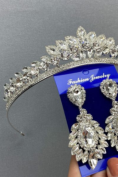 Hobigram Set de cercei Leyn Model Bridal Tiara și Shuttle pentru cele mai frumoase mirese – Coroană, Crystal Stone, Model elegant – Coroană –