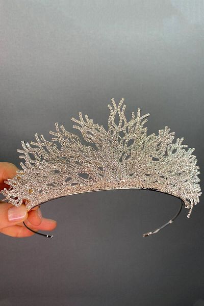 Hobigram Canis 3d Tiara de mireasa de marime medie pentru cele mai frumoase mirese – Coroana, cu piatra de cristal, model elegant, Tiara de mireasa – Coroana –
