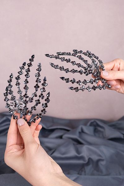 Hobigram Bridal Henna Hair Accessory with Double Comb Buckle and Stones for the Most Beautiful Brides – Crown, Crystal Stone, Stylish Model