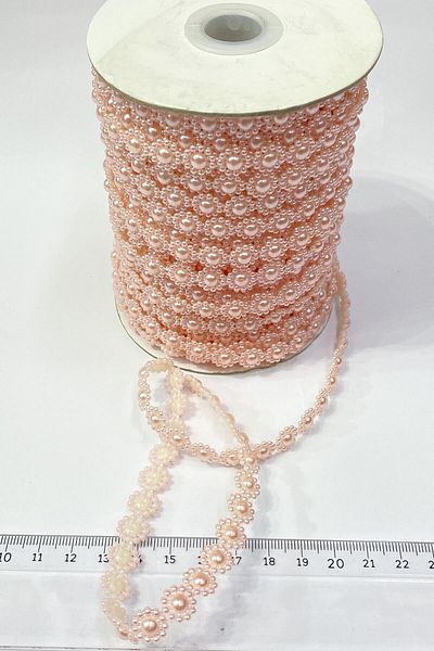 Hobigram Beads Assortment Powder Flower Pattern Half Plastic Strip Pearl 10 Mt – Beads, Stylish Design – Beads