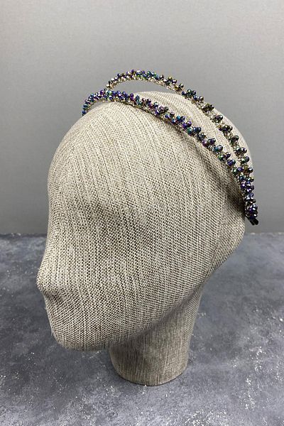 Hobigram Green Design Beaded Handmade Dalya Double Row Bridal Tiara with Janjan for the Most Beautiful Brides – Crown – Crown