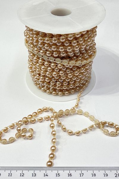 Hobigram Ποικιλία χάντρες Milk Coffee Plastic Stripe Half Pearl 6 Mm 10 Mt – Χάντρες, Κομψό Σχέδιο – Χάντρες – Β