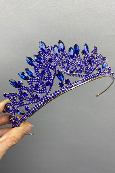 Hobigram Lilya Bridal Henna Tiara și Cercei pentru cele mai frumoase mirese – Tiara, Piatra de cristal, Model elegant, Tiara de mireasă – Tiara –