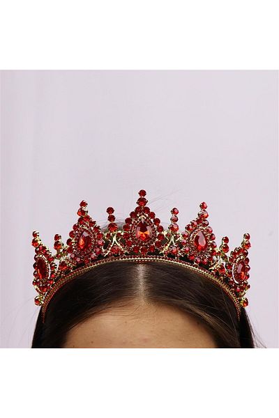 Hobigram Red Crystal Stone Bridal Tiara for the Most Beautiful Brides – Crown, Crystal Stone, Stylish Model, Bridal Tiara – t