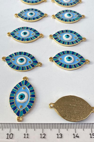 Hobigram Beads Assortment Dark Blue Double Sided Enamel Colored Evil Eye Beads Bracelet Beads – Beads – Bon
