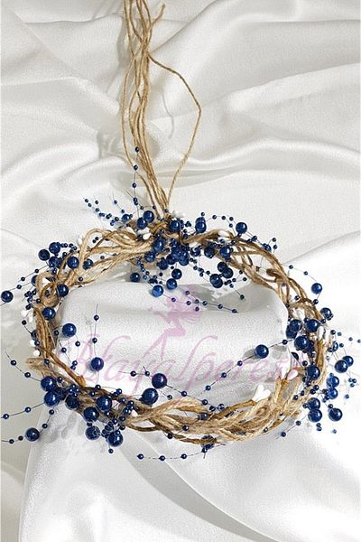 Hobigram Coroană din paie cu perle albastre Saks pentru cele mai frumoase mirese – Coroană, piatră de cristal, model elegant, coroană de mireasă – Coroană –