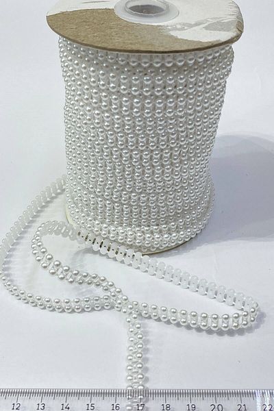 Hobigram Beads Assortment White Plastic Double Row Stripe Half Pearl 4 mm 10 Mt – Beads, Stylish Design – Bonc