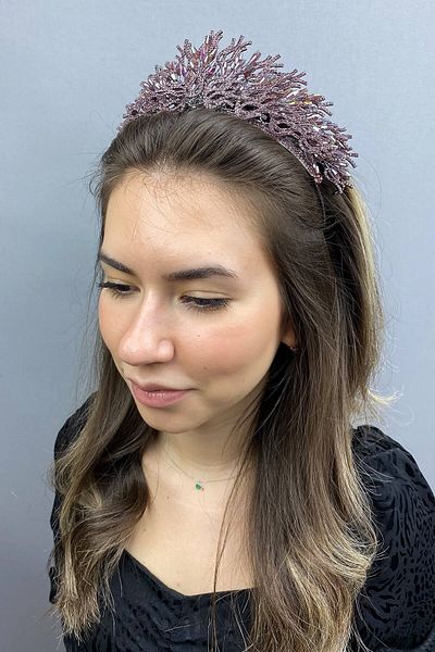 Hobigram Zehra Model Lilac Bridal Crown for the Most Beautiful Brides – Crown, Crystal Stone, Stylish Model, Bridal Crown – Crown –