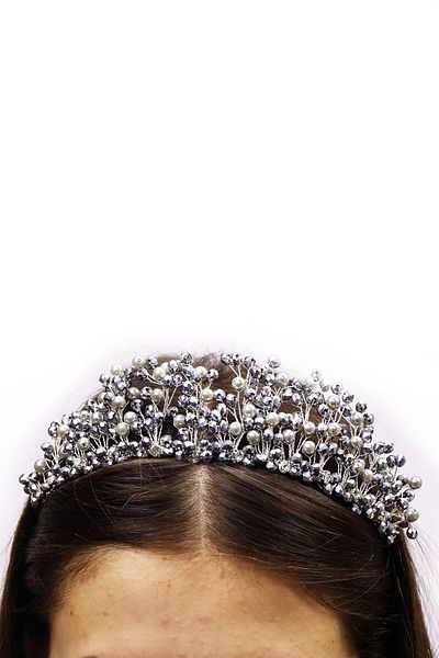 Hobigram Model de prințesă cu mărgele de argint Coroana de mireasă pentru cele mai frumoase mirese – Coroană, cu pietre de cristal, model elegant – Coroană –