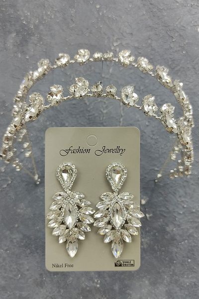 Hobigram Alpha Model Bridal Crown και Drop Stone Earrings για τις πιο όμορφες νύφες – Κορώνα, Crystal Stone, Chic Model – Κορώνα
