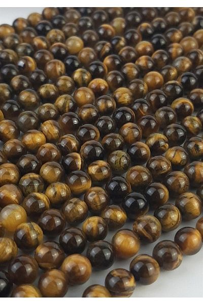 Hobigram Συλλογή χάντρες Φυσική Πέτρα Tiger Eye - 8 Mm 1 Σειρά – Χάντρες, Κομψό Σχέδιο, Γυναικείο Αξεσουάρ – Χάντρες