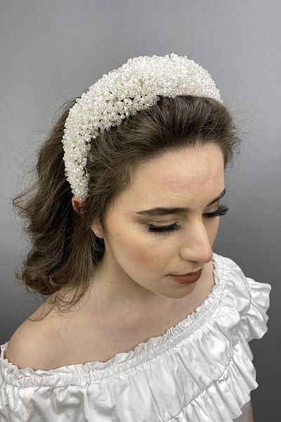 Hobigram White Polaris Crystal Jewelled Bridal and Henna Crown for the Most Beautiful Brides